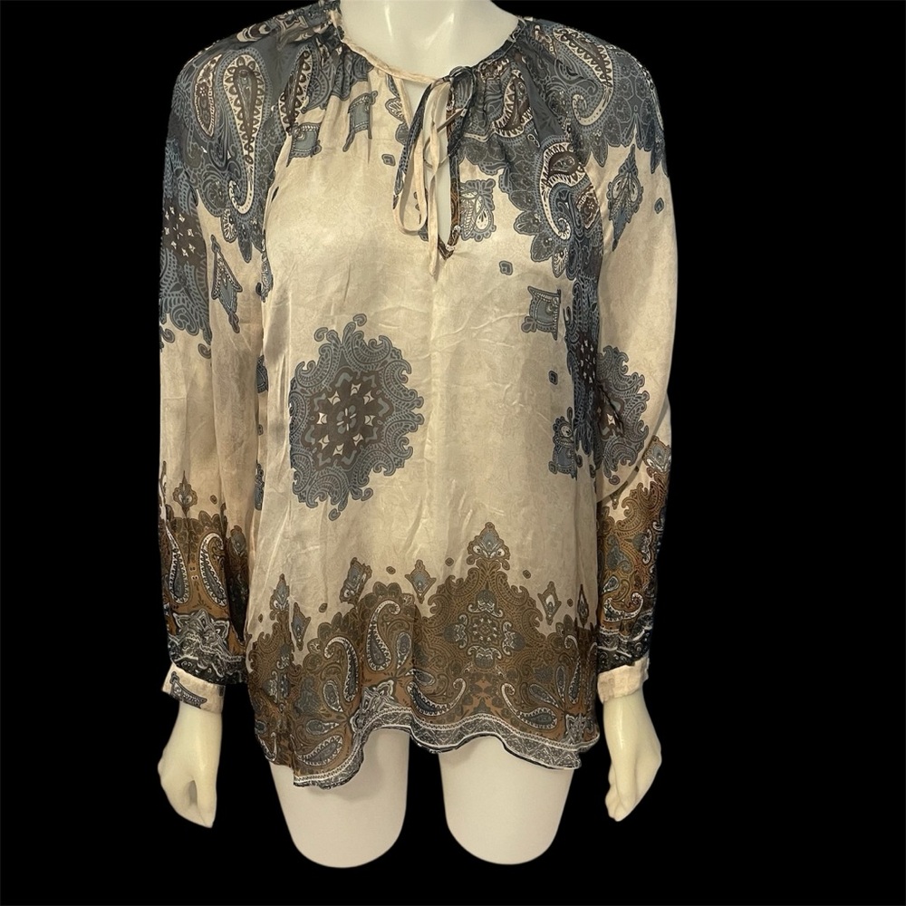LIU JO Delicate Sheer Silk Printed Blouse Sz 6/38